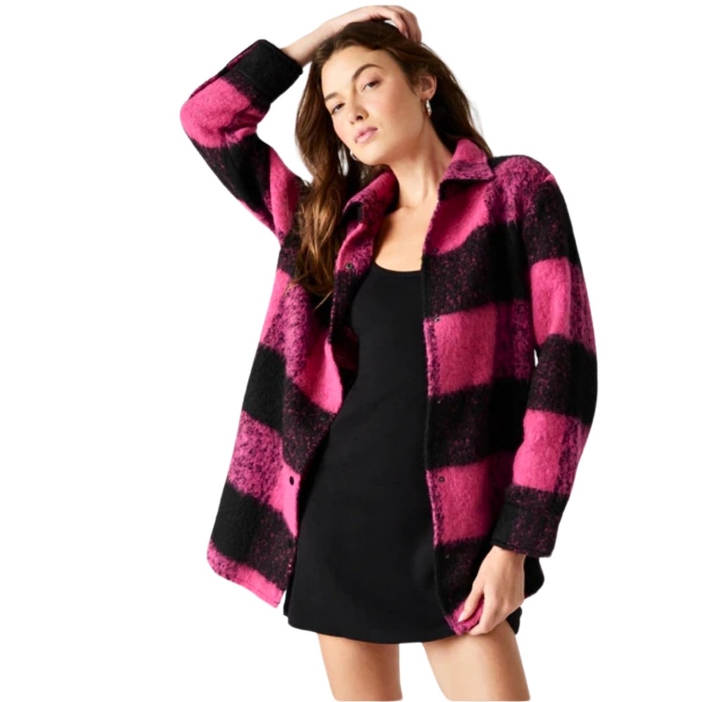 Steve Madden Eldridge Plaid Shacket Shirt Jacket